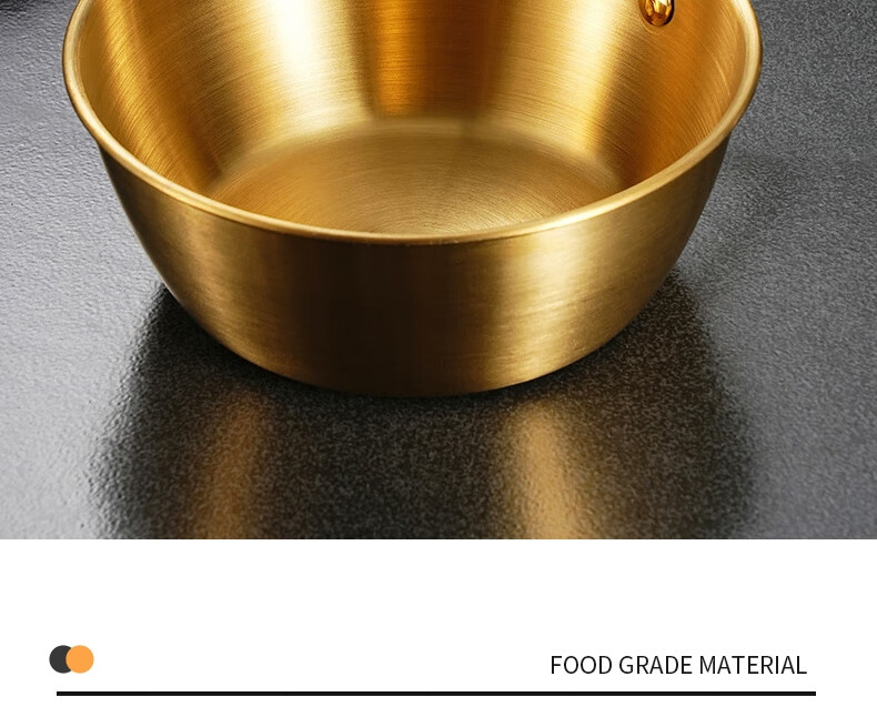 Edo 304 Stainless Steel Bowl Soup Bowl Rice Bowl Cooking Bowl Baby Food Bowl Korean Style Yellow Wine Rice Wine Bowl Gold 12cm 7