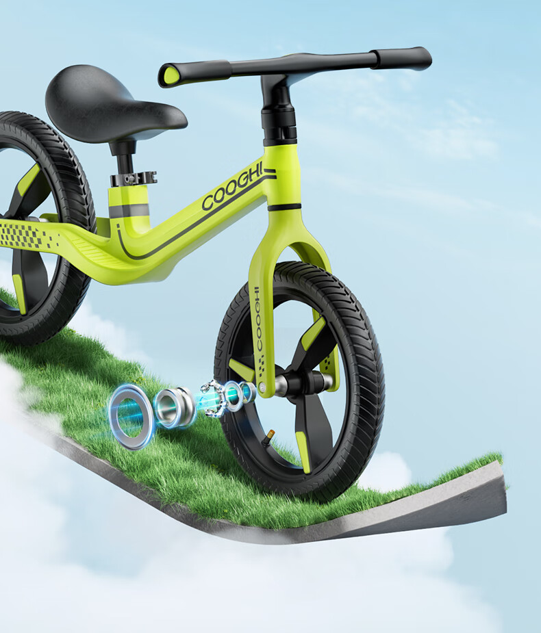 COOGHI Children's Balance Bike for Ages 3-8, Toddler Scooter, 14-Inch Lightweight Frame, Big Kids' Leisure Inflatable Wheel S4 Kuqi 16