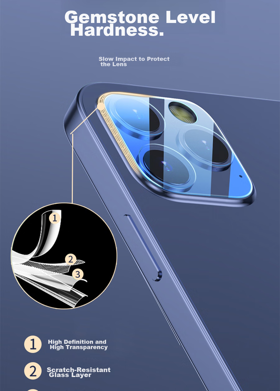 ESCASE IPhone 12 Full Coverage Camera Lens Protector, Flexible Curved Edge Tempered Glass Film for IPhone 12 Rear Camera Protection, Scratch-Resistant 6.1 HD Clear 10