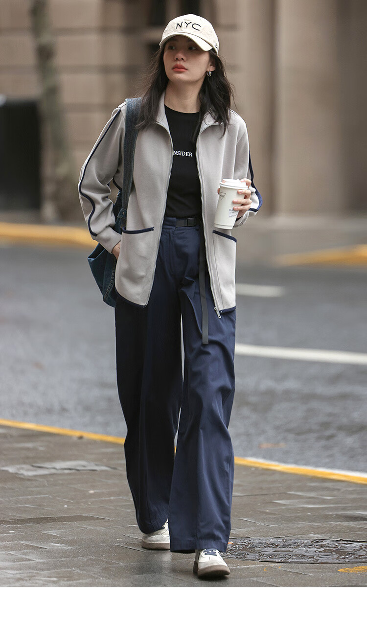 Dme [Stand-Up Collar Contrasting Trim Sweatshirt], Spring And Autumn Design, Stylish, Slimming, Long-Sleeve Casual Jacket for Wome 19