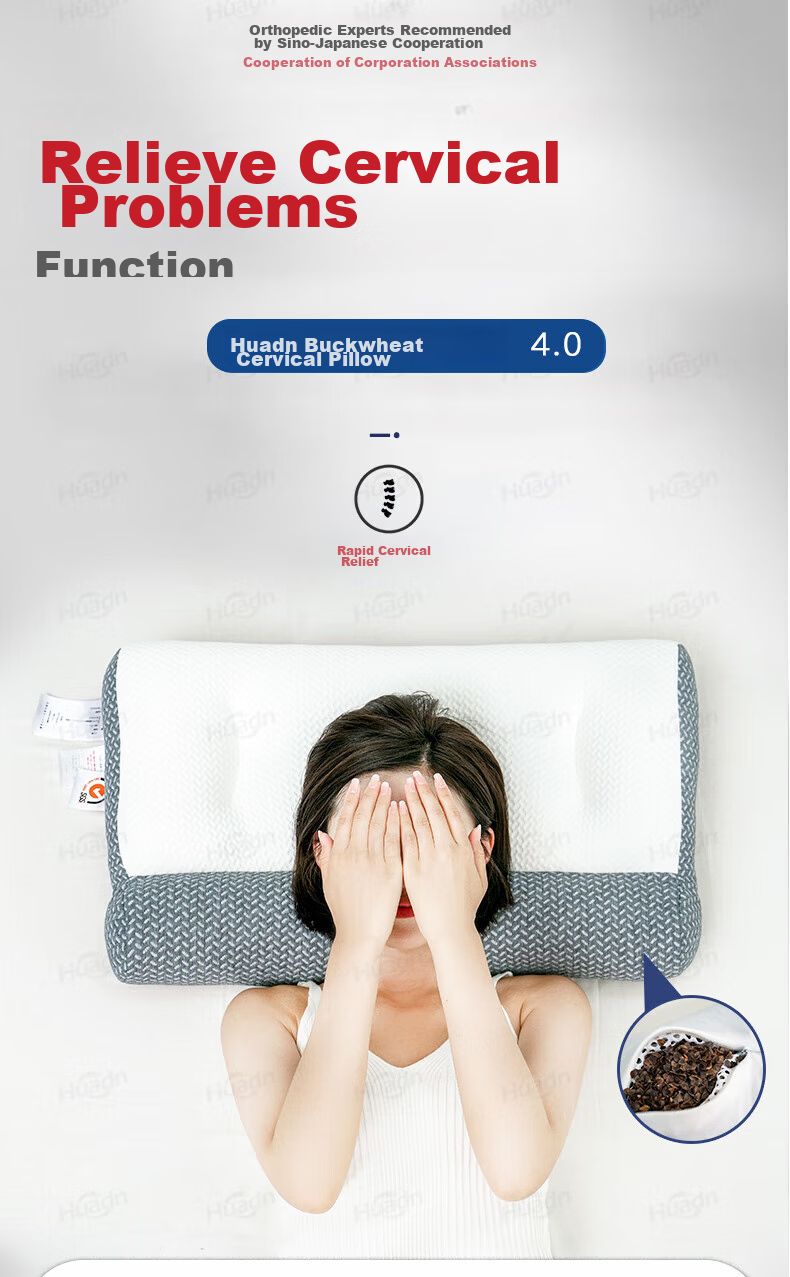 Huadn Buckwheat Pillow, Cervical Pillow, Neck Support Pillow, Cervical Spondylosis Deep Sleep Specialized Single Adult Summer Pillow, Summer Pillow Core 1