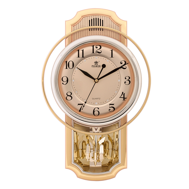 POWER Bawang Living Room Clock Hourly Music Chime Wall Clock Luxury Quartz Clock 43cm 6773ARMKS