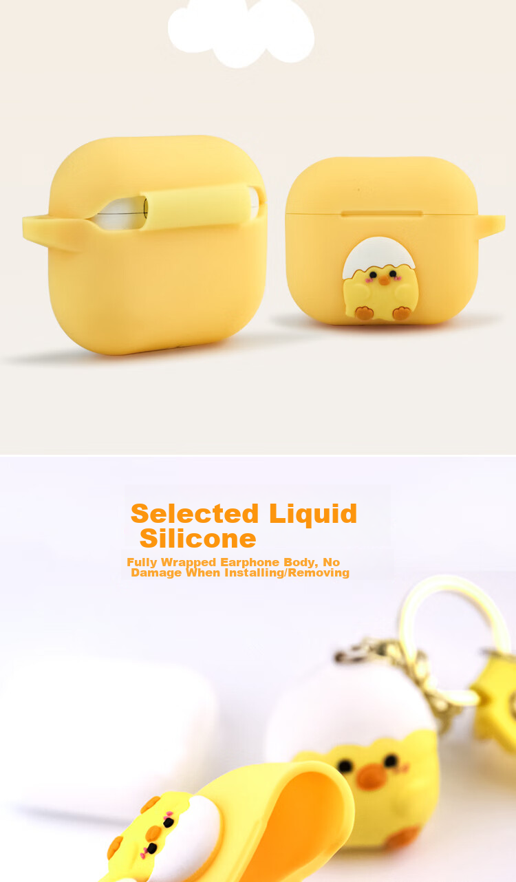 Aolang Protective Case for AirpodsPro2, Compatible with Apple Pro 1/2 Wireless Bluetooth Earphones, Full Coverage Silicone Shockproof Cartoon Creative Soft Shell, Vibrant Yellow Cute Pet Chicken Desig 5