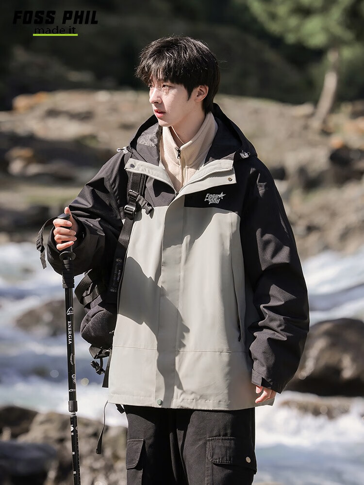 Foss Phil Workwear Jacket for Men And Women, Autumn And Winter Outdoor Windbreaker, Casual Loose Mountaineering Coat FPJK3 Black 3XL 12