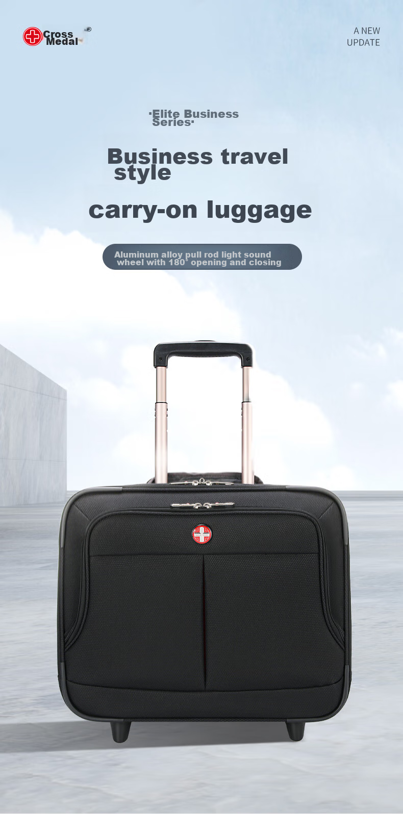 CROSSGEAR Swiss Small Business Suitcase, 18-Inch Carry-On, Password Lock, Travel Luggage for Men And Women, Oxford Cloth Leather Suitcase 1