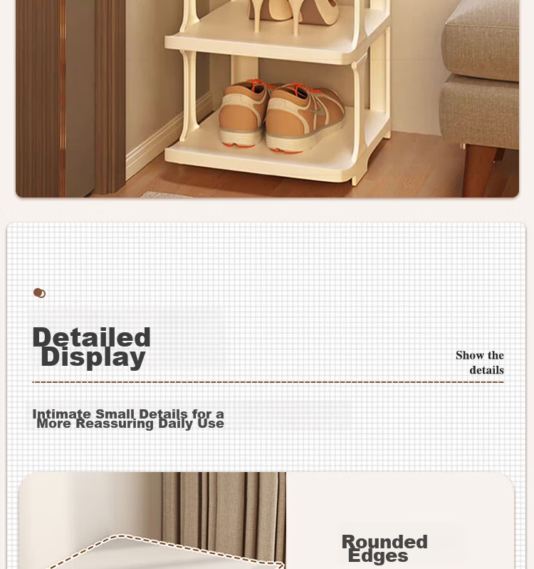 Anerya Simple Shoe Rack, Multi-Tier Storage for Entryway, Dormitory And Home Use, Space-Saving Vertical Organizer with Dividers, Shoe Cabinet, Warm White, 5 Tiers 11