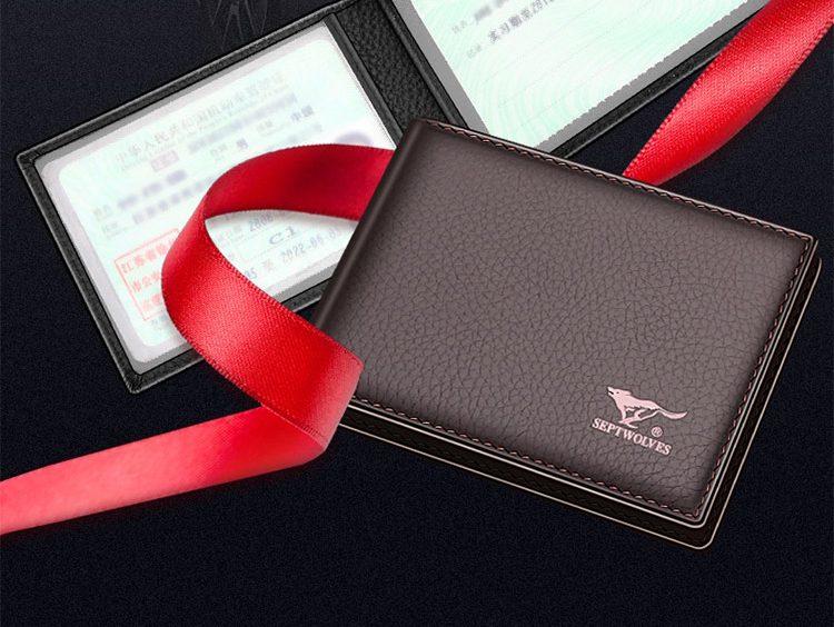 SEPTWOLVES Wallet for Men, Driver's License Holder, Genuine Leather Card Case, ID Holder, Driver's License And Birth Certificate Protector, Storage Pouch, Card Sleeve 2