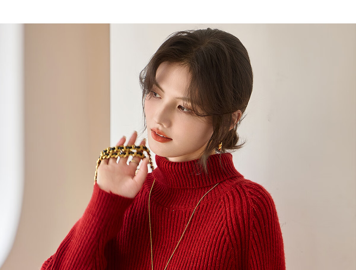 She Enjoy Christmas Round Neck Knit Sweater Women's Party Red Sweater Women's Color Dot Design Knit Top T53Z096 27