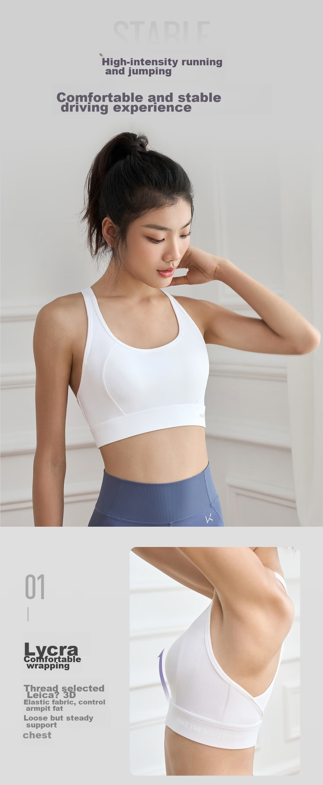 Keep High-Intensity Sports Bra, Anti-Sagging, Side Support, Training, Running, Summer Wear, Shock-Absorbing, Milkshake Purple, S 4