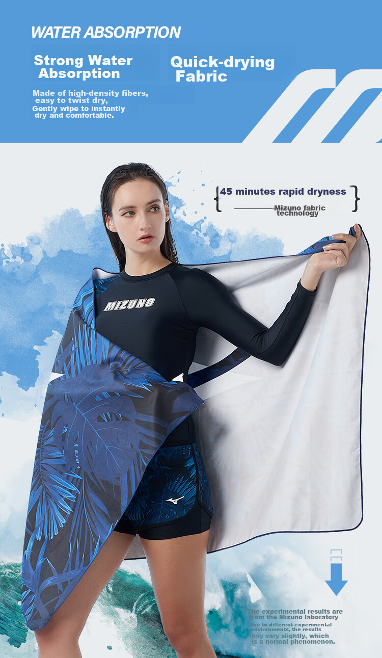 MIZUNO Bath Towel for Women, Quick-Drying Wrap Towel for Men, Beach Vacation Sand Towel, Portable Fitness Absorbent Towel Y3001 Black 4