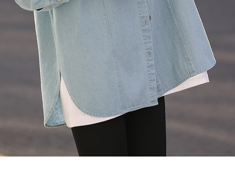 Dme [Light-Colored Denim Shirt] Spring And Autumn Youthful Age-Reducing Artistic Elegant Simple Basic Shirt for Wome 19