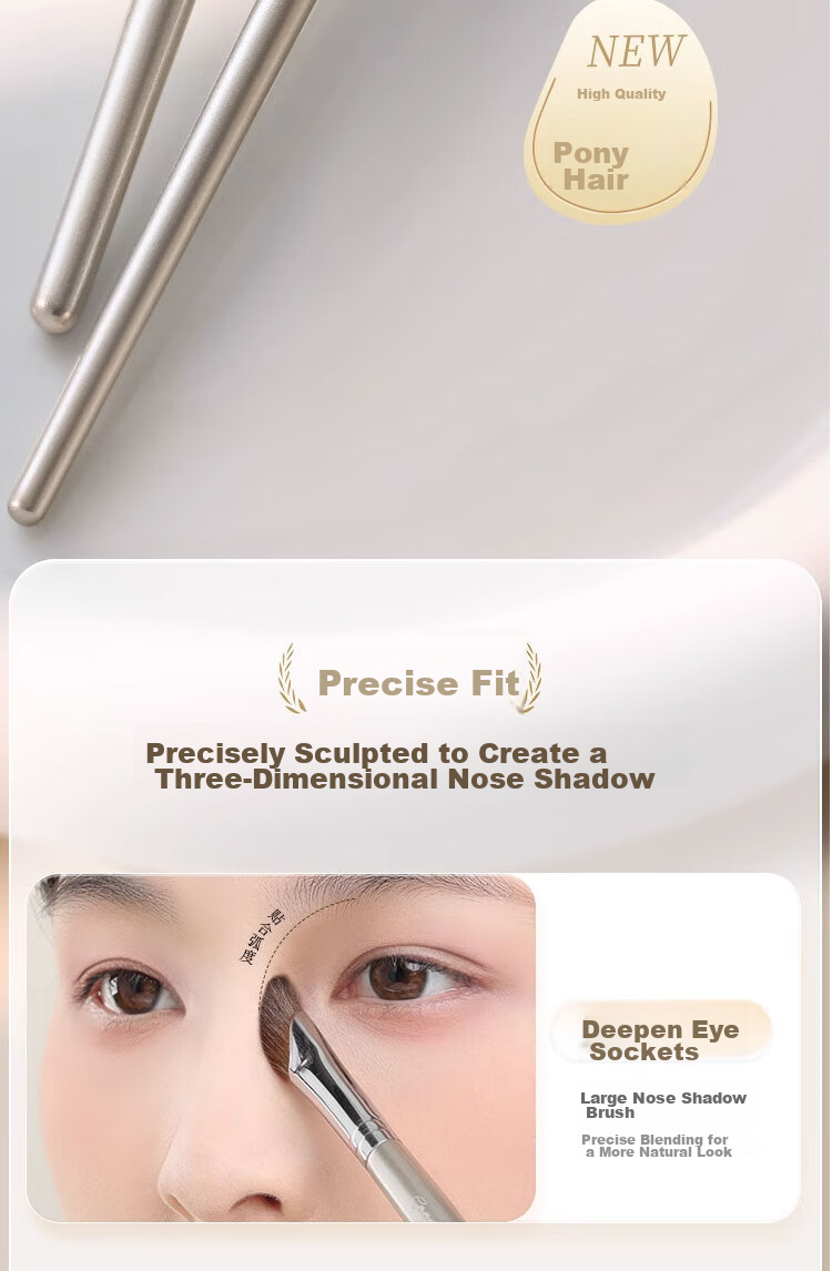 Goood Sickle-Shaped Angled Nose Shadow Brush, 2-Pack Professional Contouring Brush, Side Light Highlighter Angled Makeup Brush 2