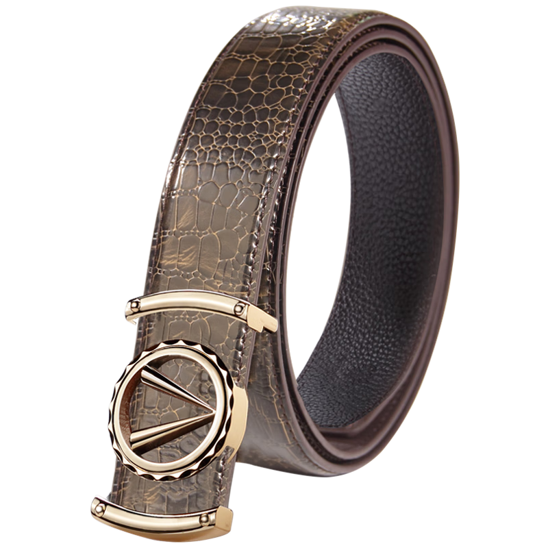 COW Leather Belt for Men with Automatic Buckle, Cowhide Pattern Light Luxury Waist Belt, Gift for Boyfriend Or Father, 1000 Gold