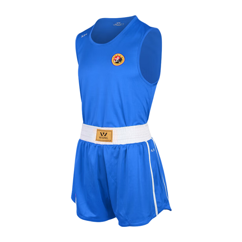 Jiurishan Sanda Fighting Suit, Boxing Training Uniform, Sanda Pants, Martial Arts Combat Training Equipment [White Waist], Blue, 2XL