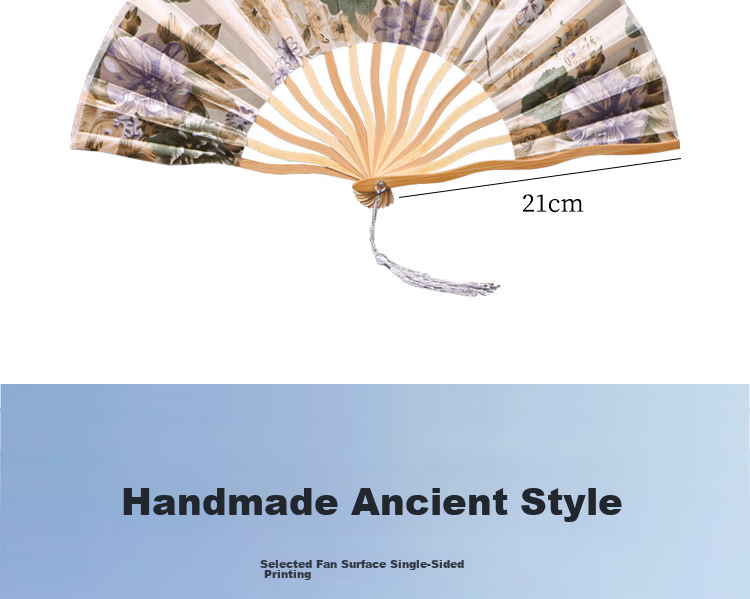 Jidu Space Traditional Chinese Folding Fan Silk Bamboo Fan Birthday Gift Hanfu COS Photography Dance Prop Crane Whisper Pavilion 4