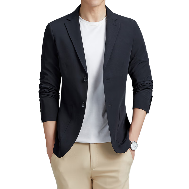 ROMON Men's Suit, Four-Season Casual Blazer, Business Single Suit Jacket, Professional Formal Outerwear, 2322 Blue, 3XL
