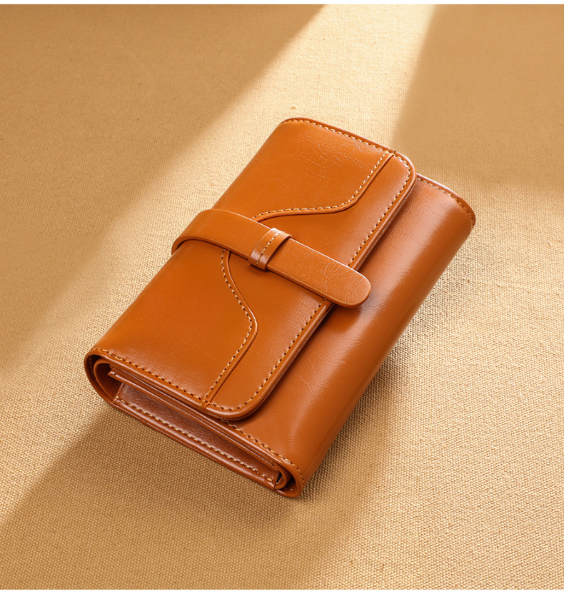 Viney Leather Women's Wallet, Foldable Short Coin Purse, High-End ID Card Holder, Integrated Brand Large Capacity Wallet, Leather Clutch 11