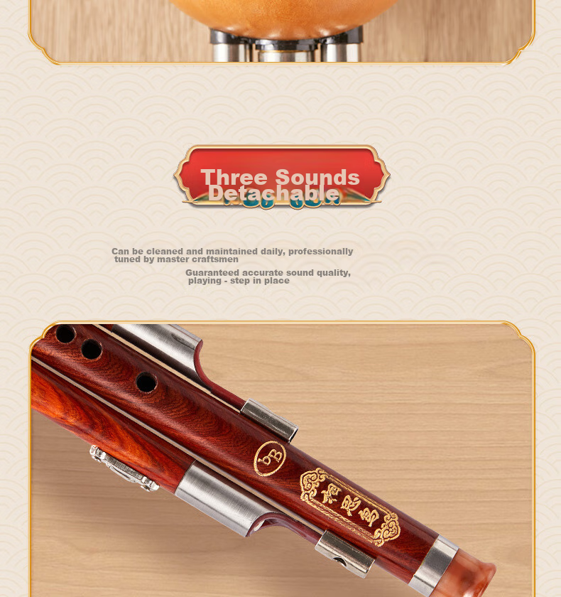 Xiangsiniao Hulusi Instrument, Three-Tone C Key, White Copper And Rosewood Plum Blossom Buckle Hulusi, Beginner's Model XS2039 13