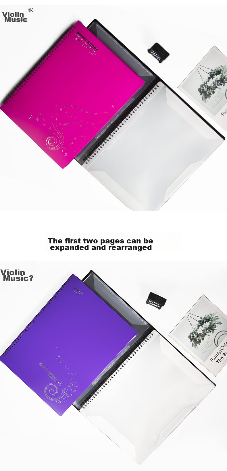 Aiqinle A4 Sheet Music Folder, Full-Size Open, Four Pages, Holds 40 Sheets, Stylish Black Piano Score Folder, Multifunctional And Editable 14