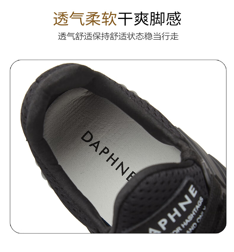 DAPHNE Breathable Lightweight Mesh Shoes, Women's Soft-Soled Casual Sports Running Shoes, 4623101094, Black, Size 35 7