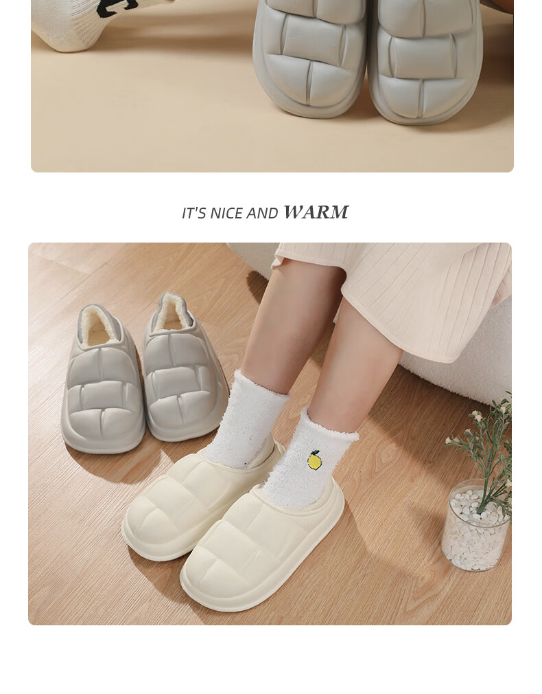 FOOTOPPO Waterproof Cotton Slippers, Maternity Shoes, Autumn And Winter Outdoor Wear, Thick-Soled Non-Slip Slippers, Winter Warm Cotton Shoes, Home Shoes for Me 15