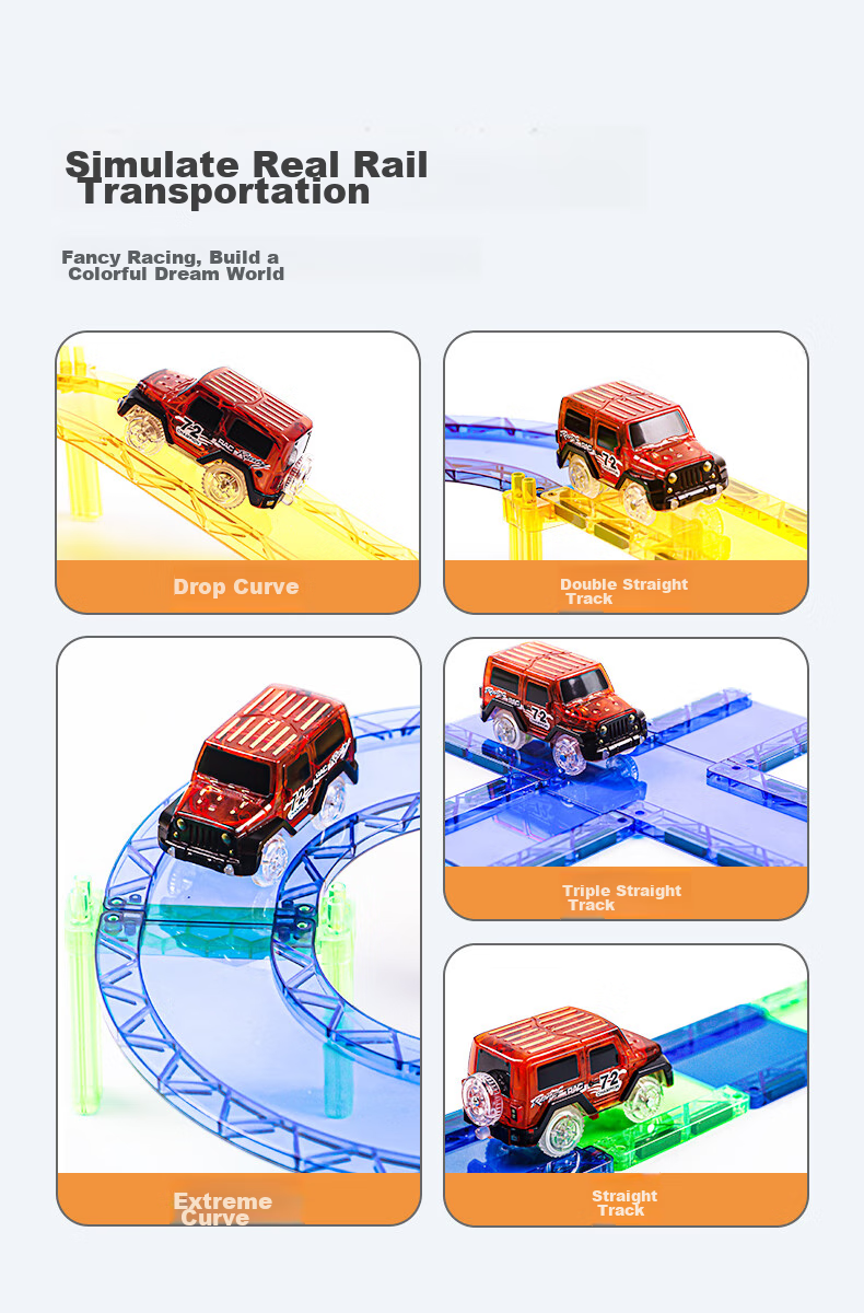 MAGPLAYER Children's Toy, Colorful Window Magnetic Tiles, Magnetic Building Blocks, Traffic Track Car Toys, Gift for Boys Aged 3-6, 82 Pieces 6