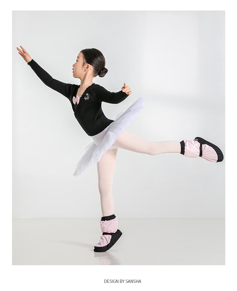 Sansha Children's Dance Sweater, Ribbed Knit Ballet Long-Sleeve Top, Pink, S-M 14
