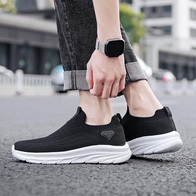 Warrior Casual Shoes for Men, Breathable Mesh Shoes, Lightweight Soft-Soled Running Sneakers, WXY(ZA)-3150, Black, Size 39