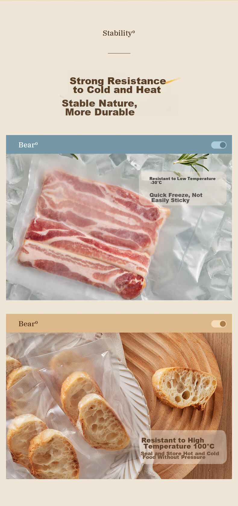 Bear Vacuum Sealing Bags, 28*40cm, 50 Pieces, Food Vacuum Packaging Bags, Fresh-Keeping Bags, C01Q1-S05 4