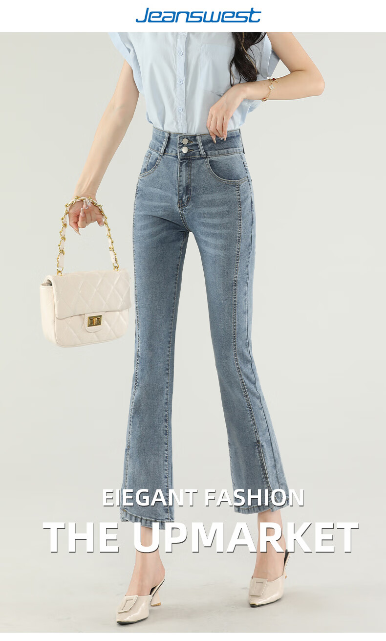 Jeanswest Women's Summer American Vintage Loose Wide-Leg Slim Straight Denim Shorts Dark Blue S 1