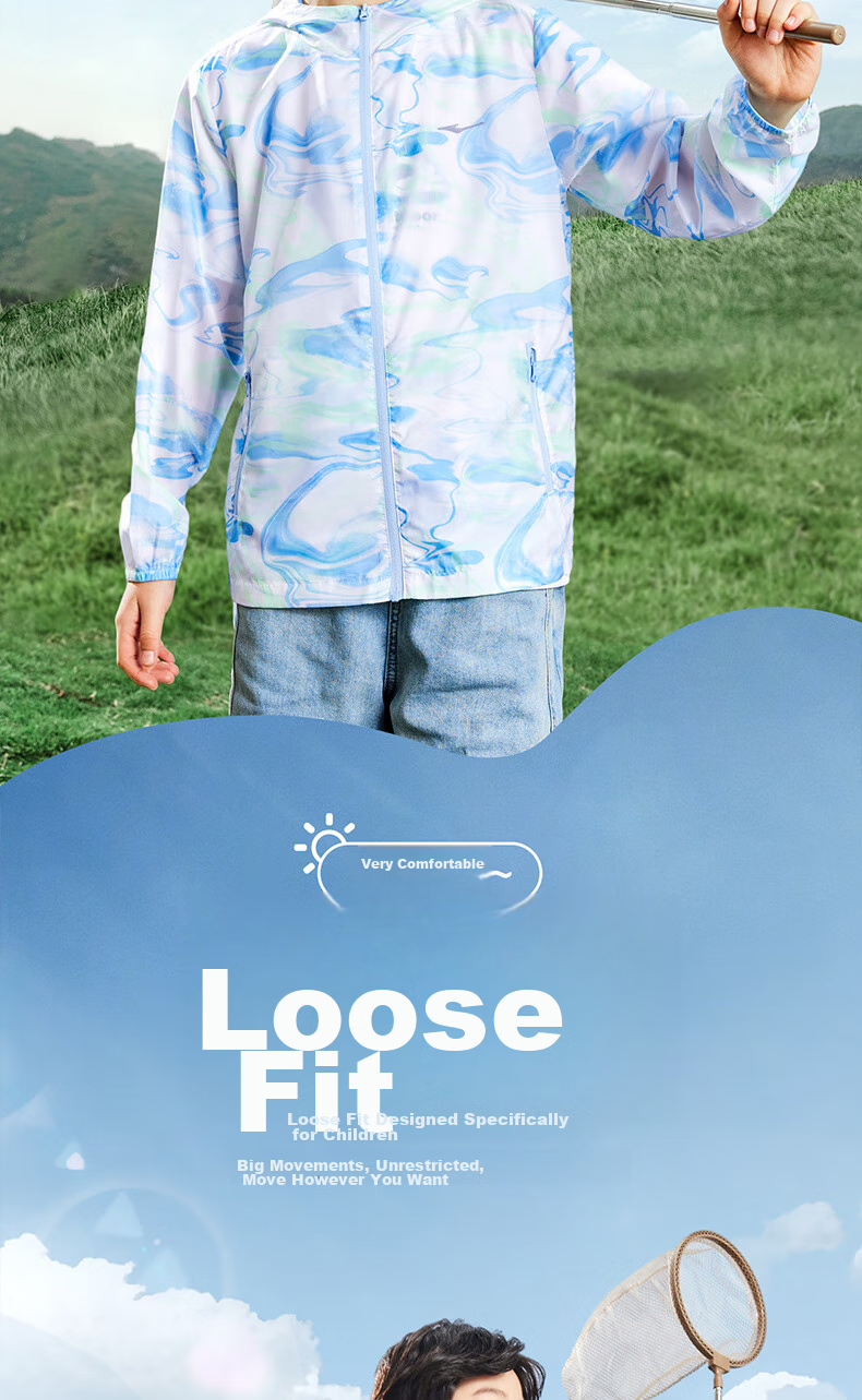 ERKE Children's Outerwear Jacket for Older Kids, Windbreaker with Hood, Sun Protection Clothing UPF50+ 4