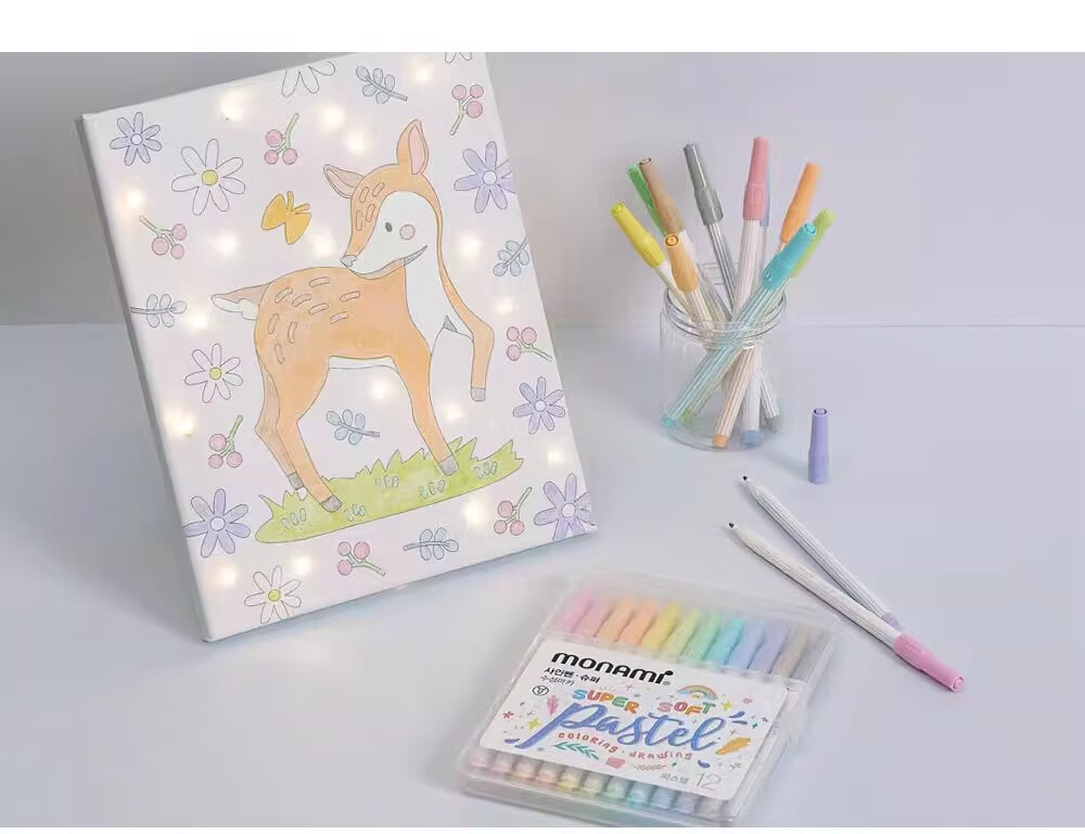 Monami Super Pastel Water-Based Pens, Watercolor Pens, Outline Pens for Students' Drawing Practice, Journaling, Coloring Pens, 0.724 Color Set, 04045Z24 Watercolor Pens 2
