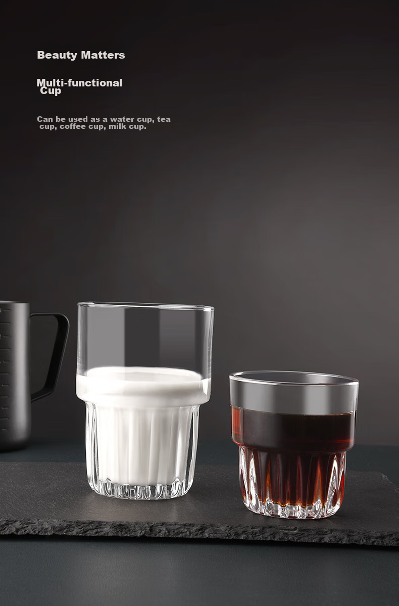 CLITON Glass Coffee Cups, Iced Americano Cups, Latte Cups, Italian Espresso Cups, Finnish Coffee Cups, Set of 2, 200ml Each 9