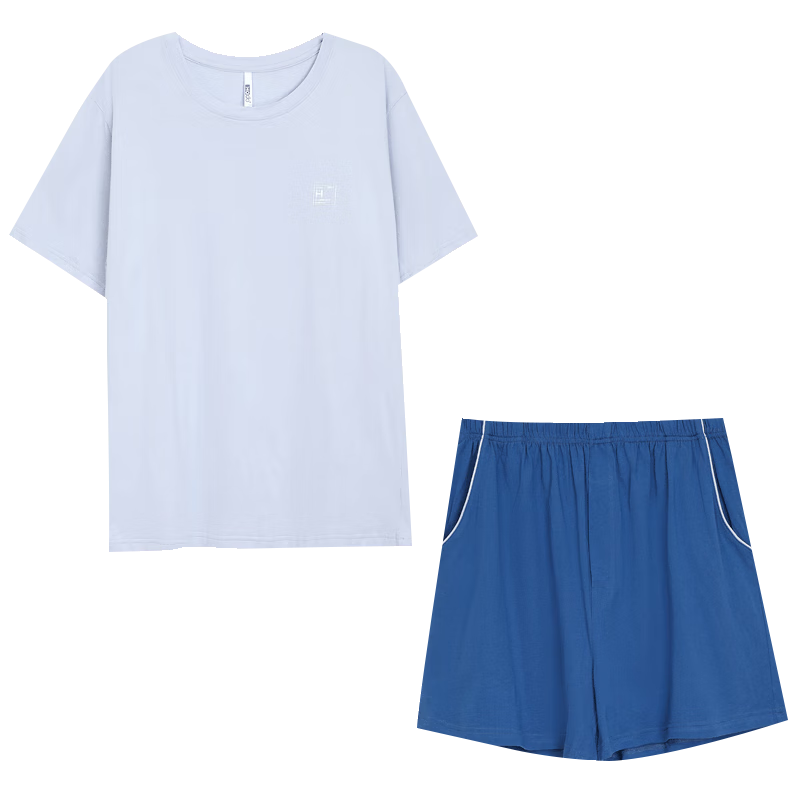 Hodohome Men's Spring Summer Simple Casual Wearable Short Sleeve Pajamas Pure Cotton Homewear