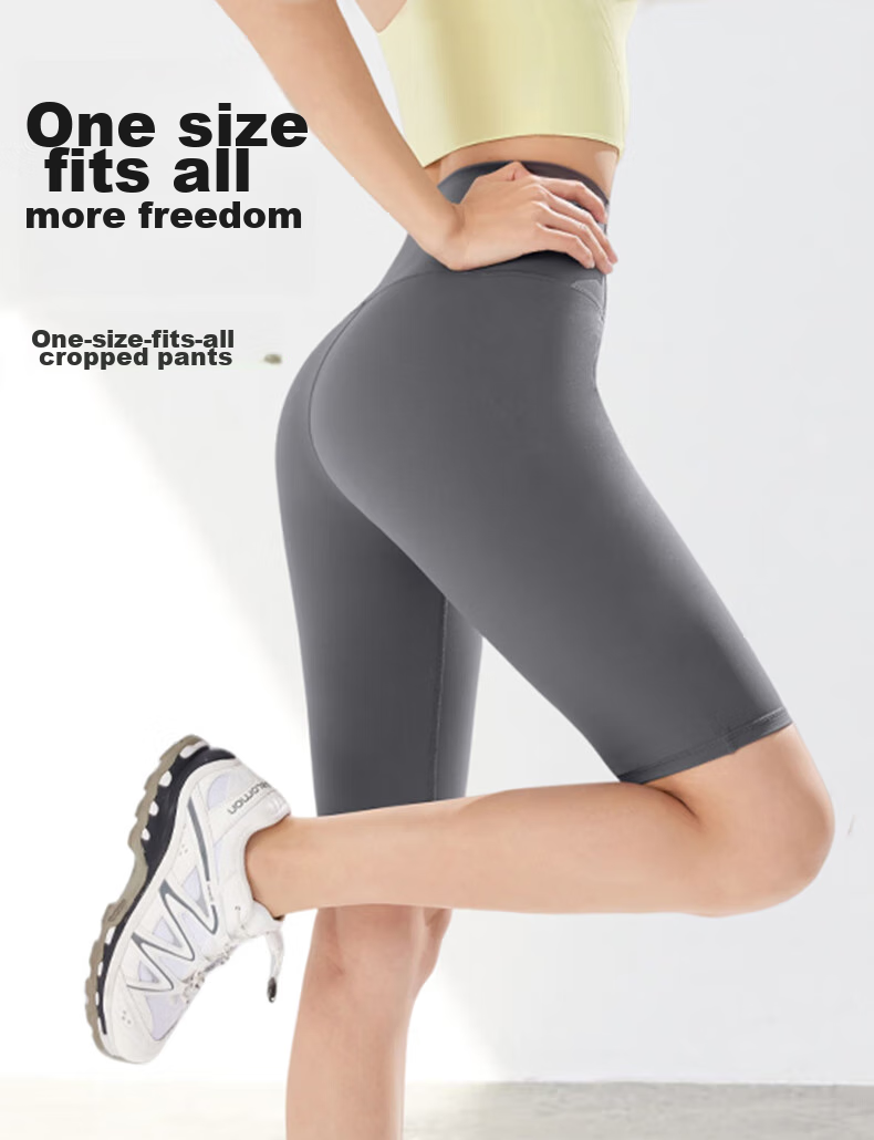 XUEXIMAN Yoga Pants for Women, One Size Fits All, Knee-Length Cycling Shorts, High-Waisted Butt-Lifting Yoga Wear, Tight-Fitting Sports Fitness Shorts for Outdoor Use 1