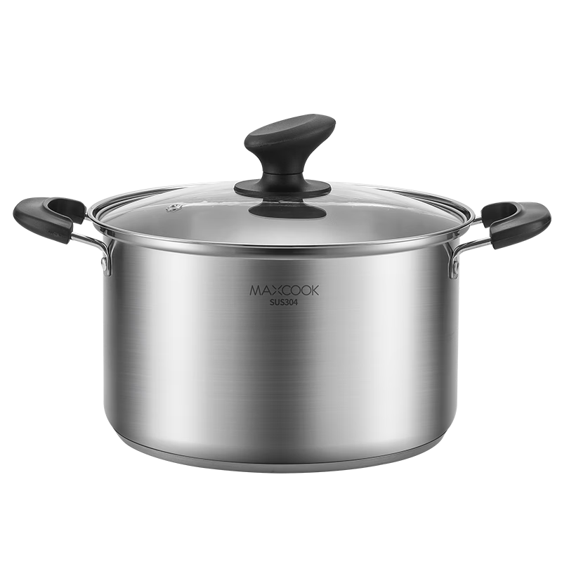 MAXCOOK Soup Pot, 304 Stainless Steel Stockpot 24cm, Thickened Composite Bottom, Compatible with Induction Cooker And Dishwasher, MCT8220