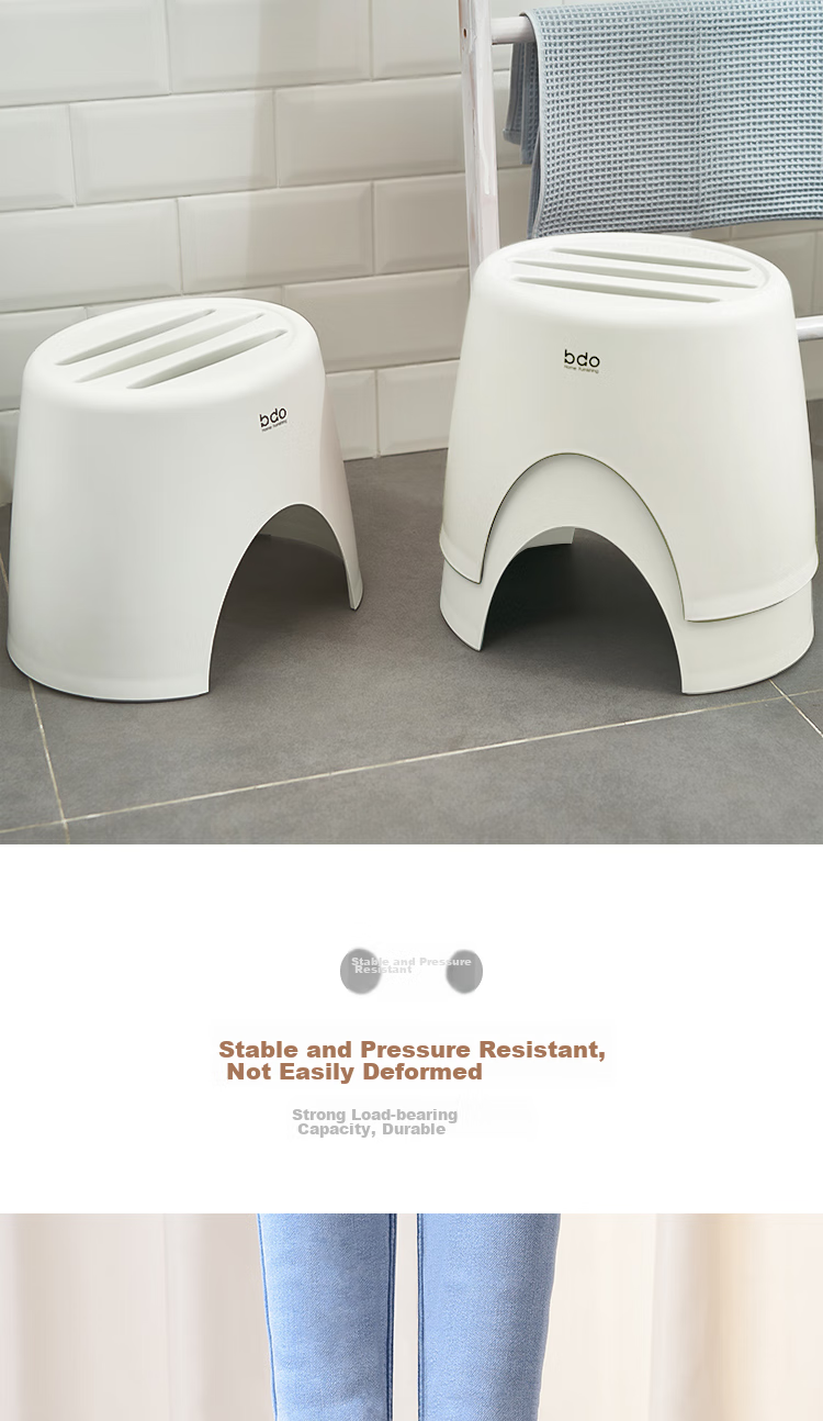 BDO Plastic Stool, Household Shoe Changing Bench, Thick And Durable Footstool for Bathroom, Shower Chair, Children's Small Bench for Living Room 3