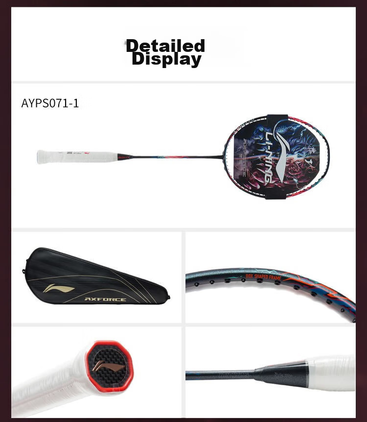 Li-Ning Badminton Racket, Leiting 90 Full Carbon Single Racket, Professional Competition-Level Racket, Tiger Version Max Unstrung 4U 11