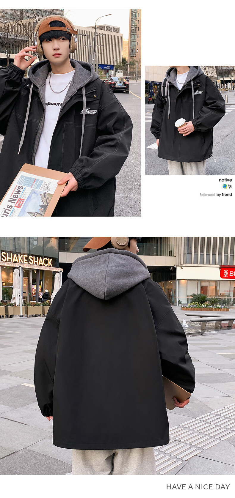 Foss Phil Corduroy Jacket for Men, Autumn And Winter American Casual Retro Loose Versatile Workwear Coat, 2516 Beige 3XL 12