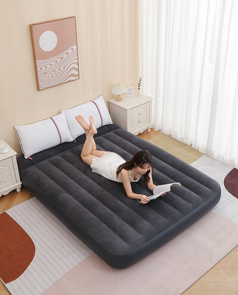 INTEX Double Large Inflatable Air Mattress with Built-In Electric Pump, Pillow, Automatic Inflation, for Car And Home Use, Foldable Bed for RV 64150 17