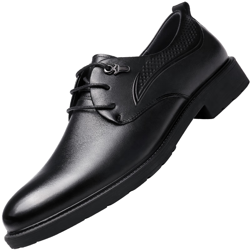 Qiangren Formal Shoes for Men, High-Quality Top-Layer Cowhide Business Leather Shoes, Breathable Simple Derby Shoes, 73049 Lace-Up Style, Size 44