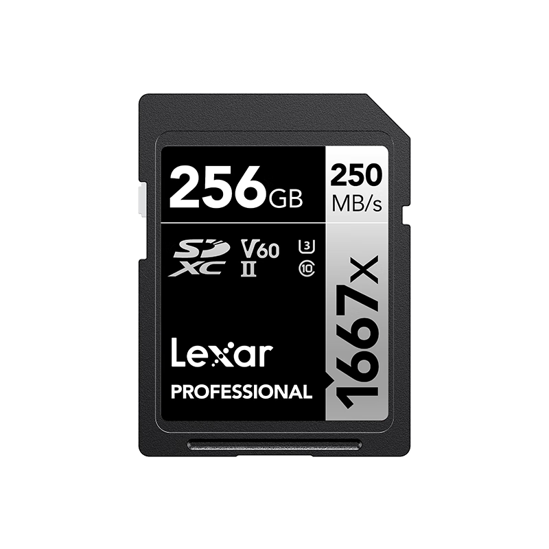 Lexar 256GB SD Memory Card U3 V60 4K Digital Camera Memory Card Read 250MB/s Write 120MB/s Dual-Layer Gold Finger (1667x Pro)