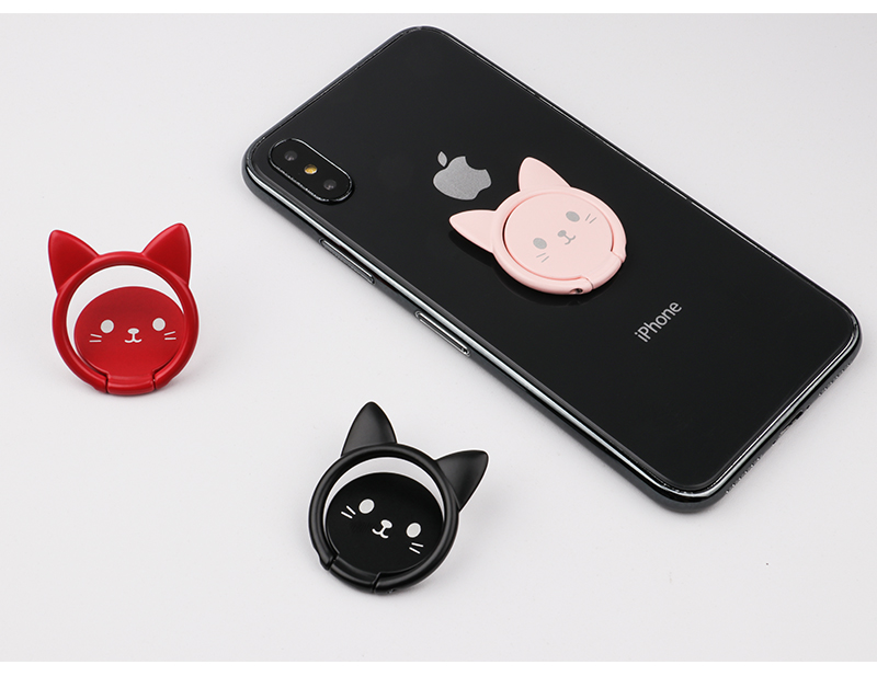 Zitai Phone Stand Ring Holder, Desktop Lazy Ultra-Thin Cartoon Creative Magnetic Car Mount Compatible, Universal for Apple/Huawei/Xiaomi/Tablets, Black 14