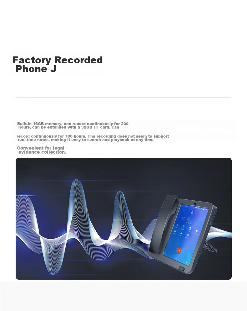 Yijiantong Android Smart 4G All-Network Large Screen Recording Desk Phone 2S 8-Inch Touchscreen Internet Video Support WiFi Bluetooth Card Slot Desk Phone 8