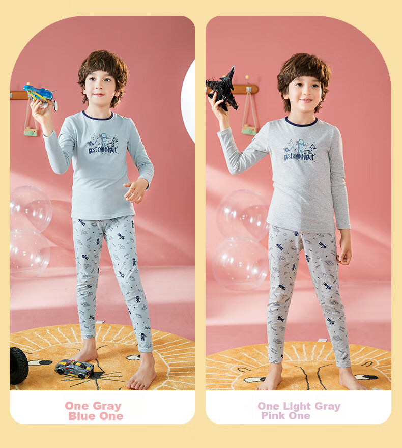 Fenteng Children's Thermal Underwear 7A Antibacterial Long Sleeve Pullover Autumn Pajama Set for Older Kids 15