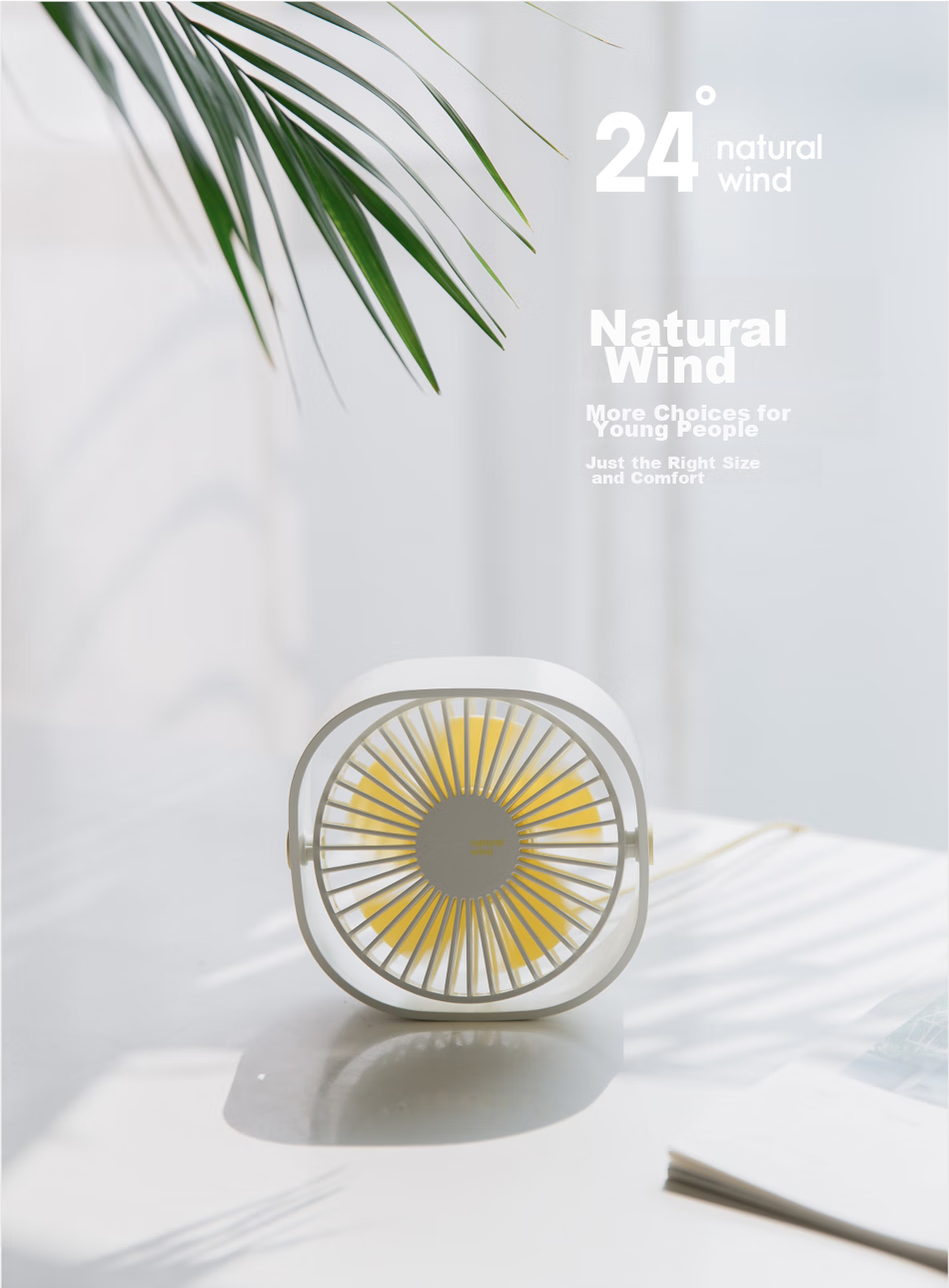 BIAZE Desktop Mini USB Fan, Tabletop Office Student Dorm Creative Electric Fan, Quiet Mini Desktop Fan FS1 White 1