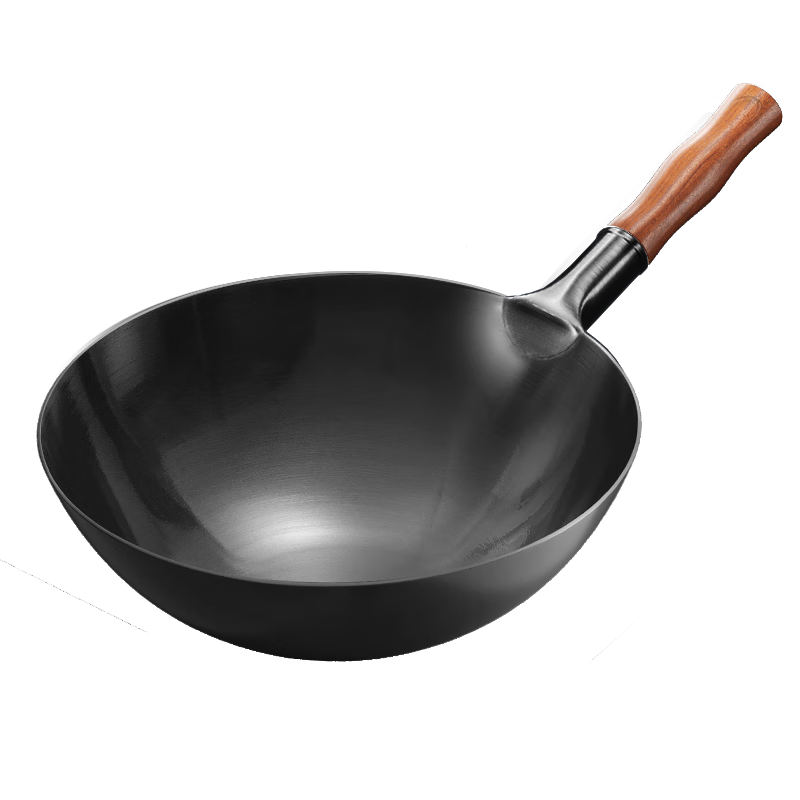 Royalstar Zhangqiu Wok, Uncoated Iron Pan, Forged Household Cooking Pan, Non-Stick Pan, Round Bottom, Specially Designed for Gas Stove, 34cm without Lid