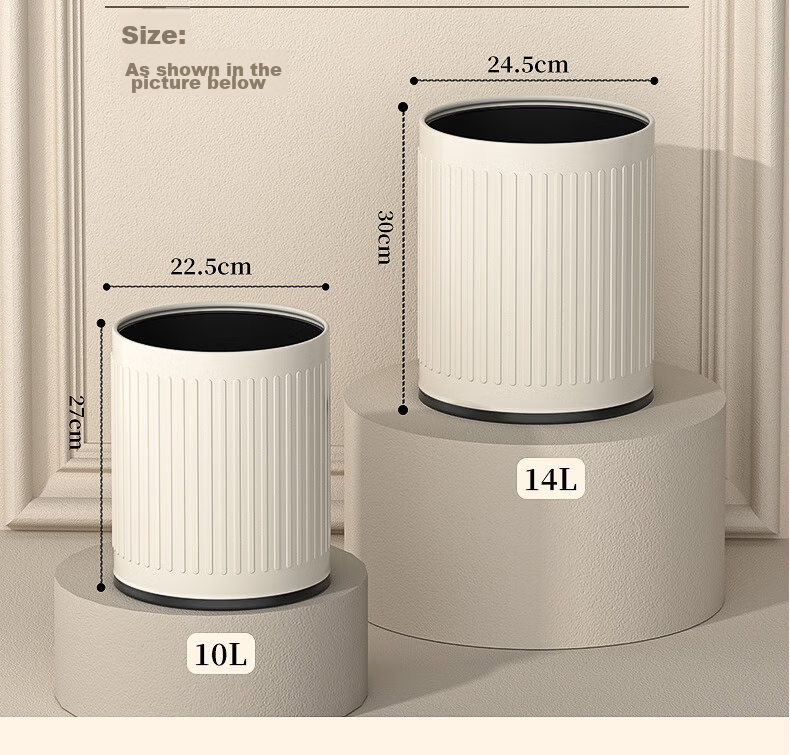 AKBK Stainless Steel Trash Can, 9L, Popular Home Use, Living Room And Kitchen, Light Luxury Hotel Office, Large Square Design, Cream Style 7