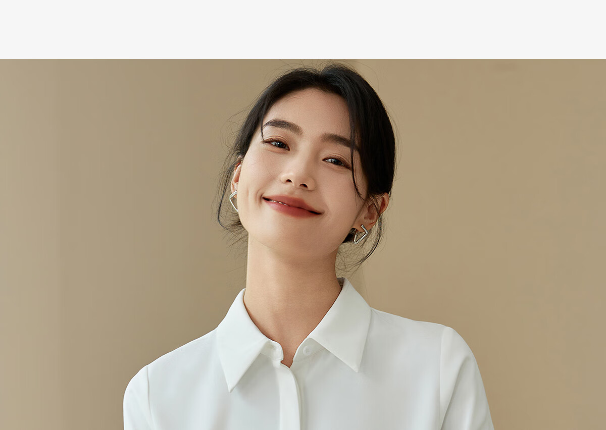 Chushen Spring And Autumn Long-Sleeve Shirt for Women, V-Neck Collar, Casual Versatile Commuter Professional White Blouse S143C2049 M Size 3