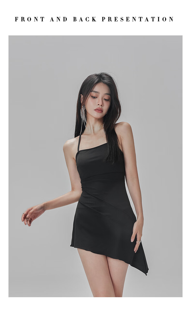 OMOM Women's Swimsuit Summer One-Piece Dress Style Sexy Slimming Tummy-Covering Hot Spring Conservative Plus Size Swimwear Black M (Recommended for 88-98 Jin) 10